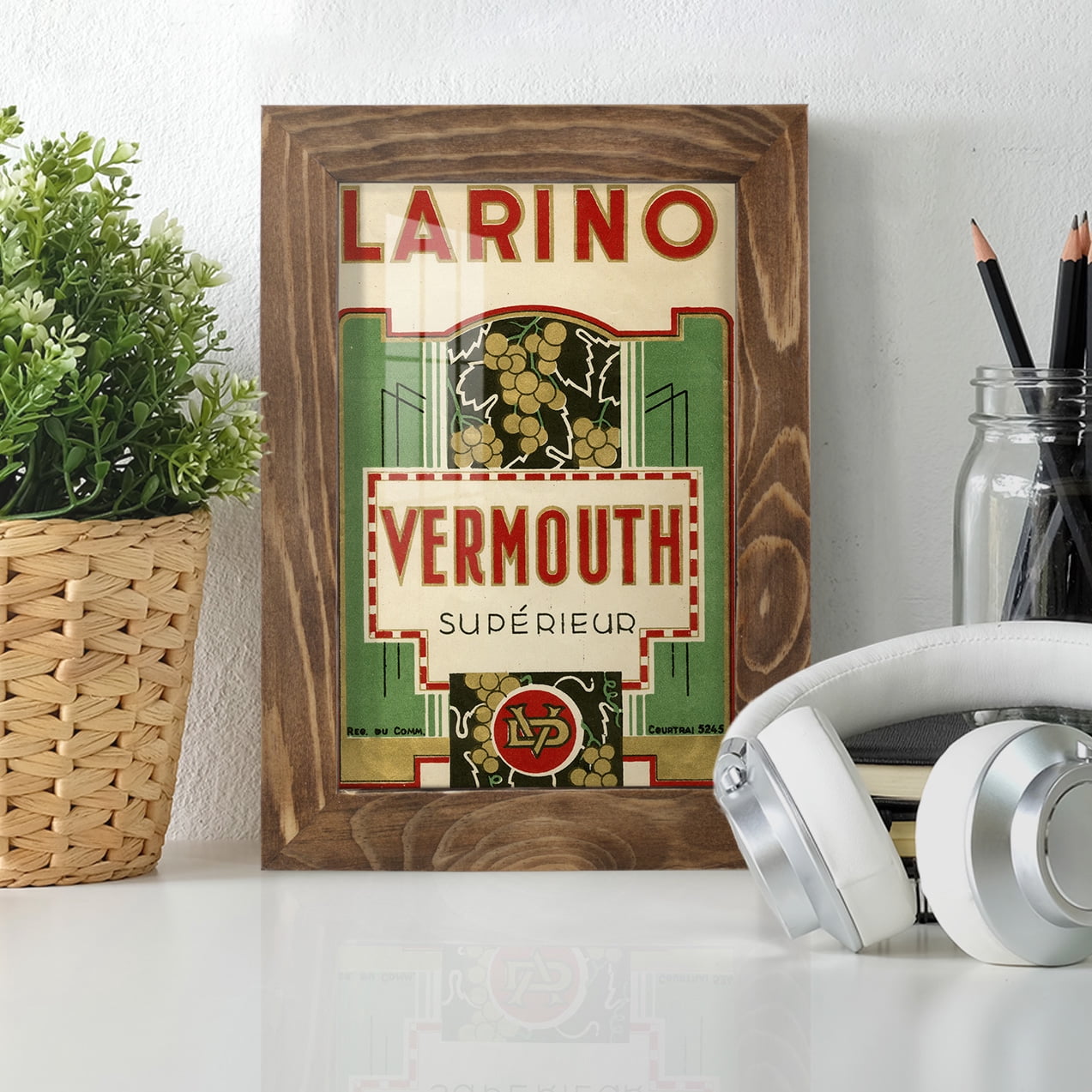 Larino Vermouth -Framed Print w/glass-Walnut