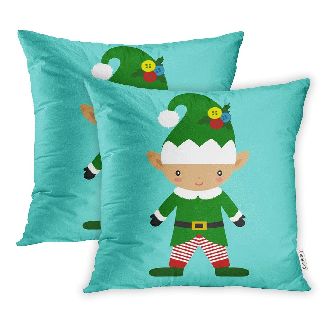 Multicolor Elf Matching Family Group Christmas Design The British Elf Matching Family Group Christmas Throw Pillow 18x18