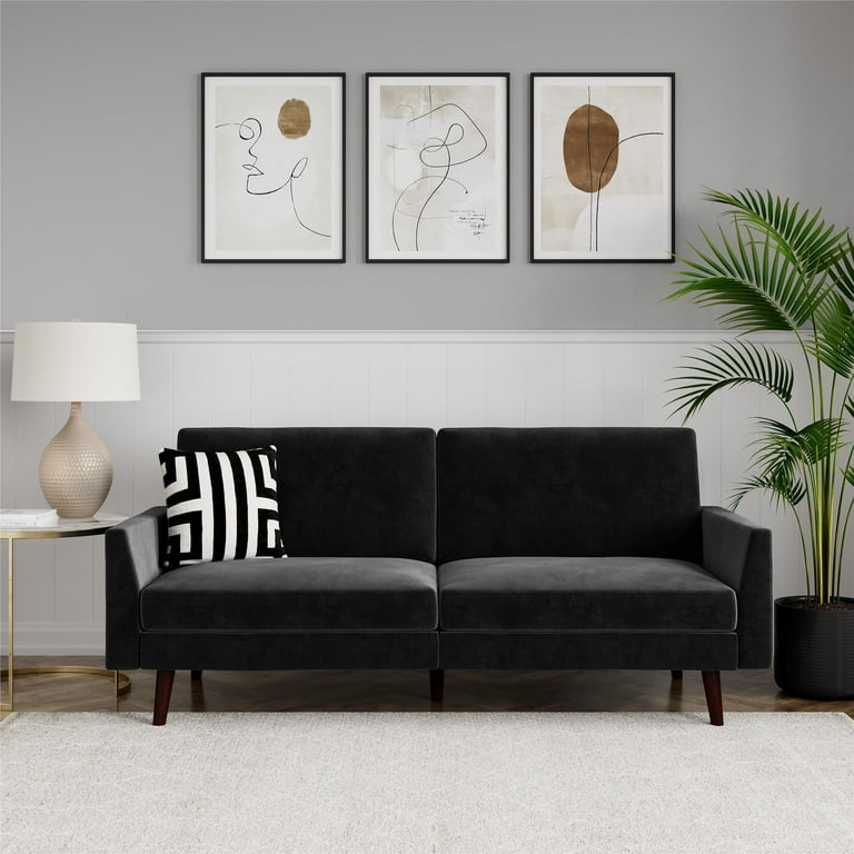 Dhp Jules Coil Futon, Convertible Sofa Bed & Couch, Black Velvet -  Walmart.Com