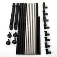 thumbnail image 5 of Dual-bar Vertical & Horizontal Stretching Stand Clothes Rack with Shoe Shelf YJ-03 Black & Silver, 5 of 5