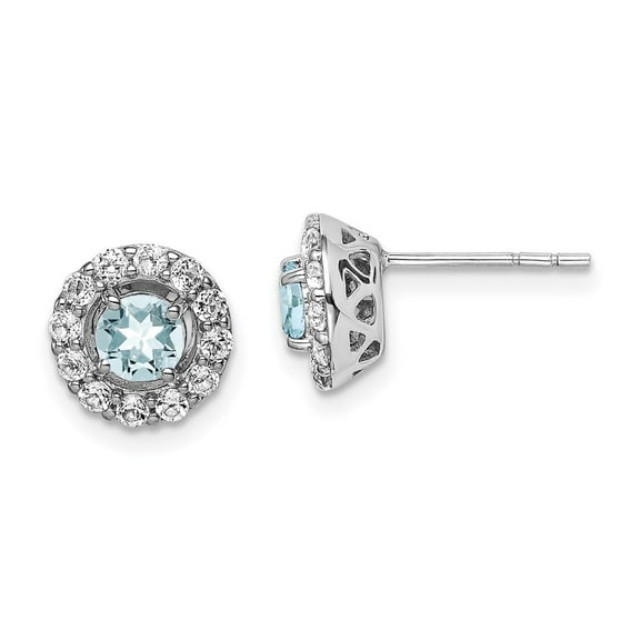 Primal Silver Sterling Silver Rhodium-plated White Topaz and Aquamarine Earrings