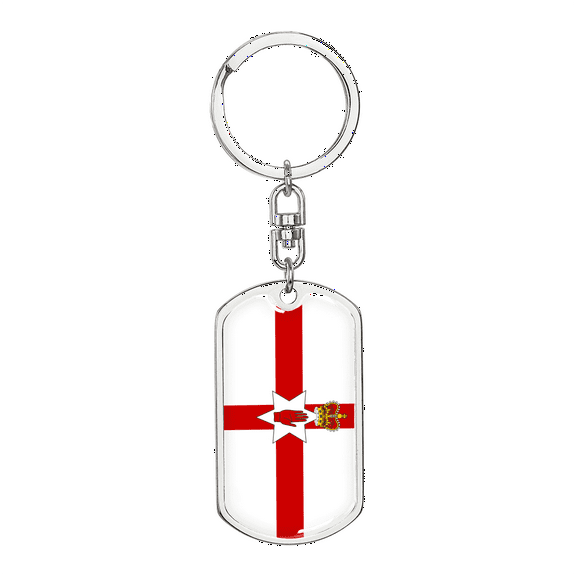 Northern Ireland Flag Swivel Keychain Dog Tag Stainless Steel or 18k Gold