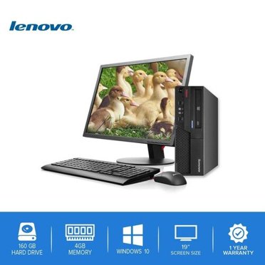 Lenovo-ThinkCentre Desktop Computer PC – Intel Core 2 Duo - 4GB Memory – 160GB Hard Drive - Windows 10-19" LCD - Used
