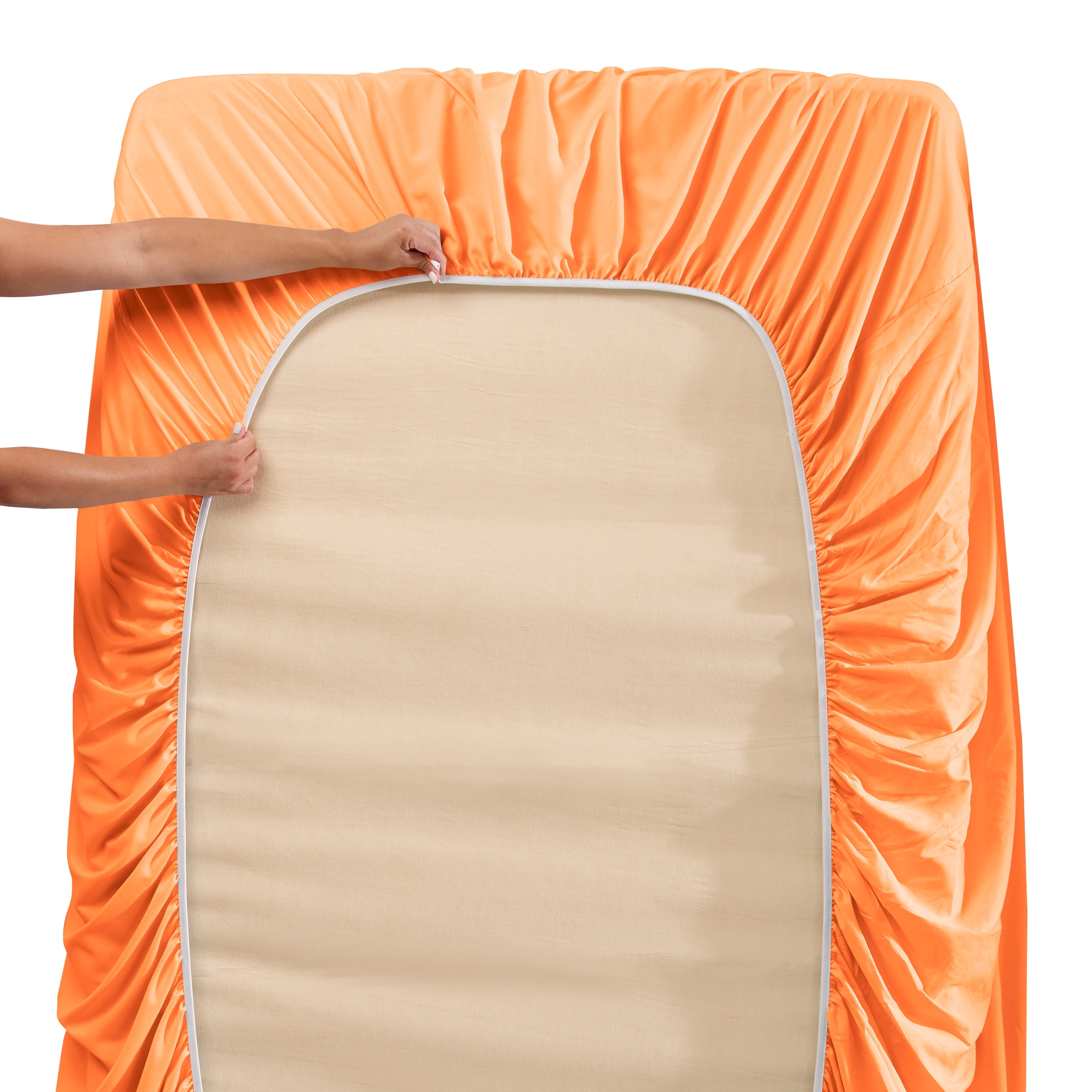 Clara Clark, Deep Pocket Sheets, Soft Microfiber, 18 Inch - 21 Inch Extra Deep Pocket, Orange