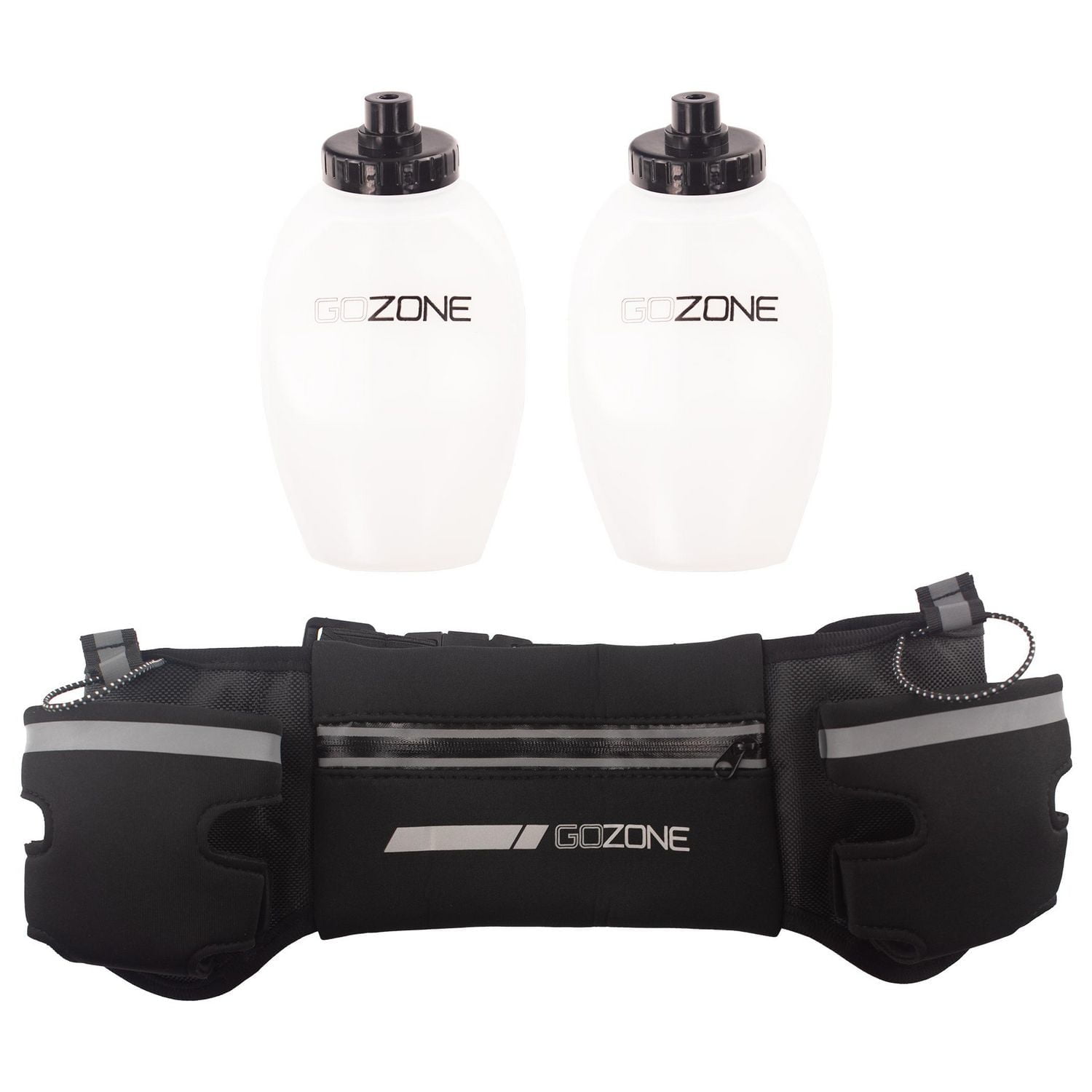 Runner's Kit – Head Lamp, Hydration Waist Pack, Reflective Vest, Runner's Alarm –Black/Green, With 2 hydration bottles