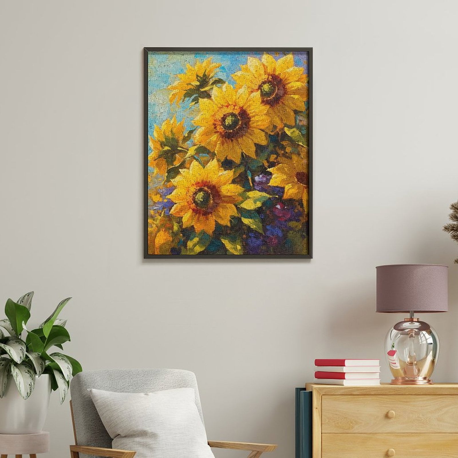 Paint By Numbers Kit for Adults Beginner - DIY Sunflowers Colorful Oil Painting Art Canvas Painting Kits for Adults, Frameless Paint By Number for Adults for Home Wall Decor 16x20 Inch