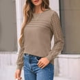 thumbnail image 5 of ManxiVoo Sophisticated Long Sleeve Blouse with Delicate Lace Detail Versatile Casual to Business Tops for Women 2025 Essential Wear S Size Khaki, 5 of 7