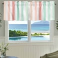 thumbnail image 3 of Coral Cyan Stripe Farmhouse Short Window Curtain Valances, Geometric Grey White Vertical Striped Rod Pocket Kitchen Valances for Living Room Bedroom Bathroom Cafe 42" x 12", 3 of 8