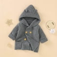 thumbnail image 7 of Verugu Toddler Baby Girls Boys Winter Coat Thicken Warm Jackets Baby Hooded Snow Outwear Coat Kids Solid Color Ears Hooded Knitted Tops Warm Coat Gray, 12-18 Months, 7 of 7