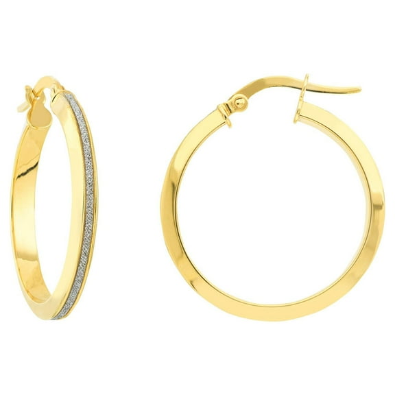 10K Yellow Gold Lightz Collection 3mm x 20mm One Row Women's Hoop Earrings
