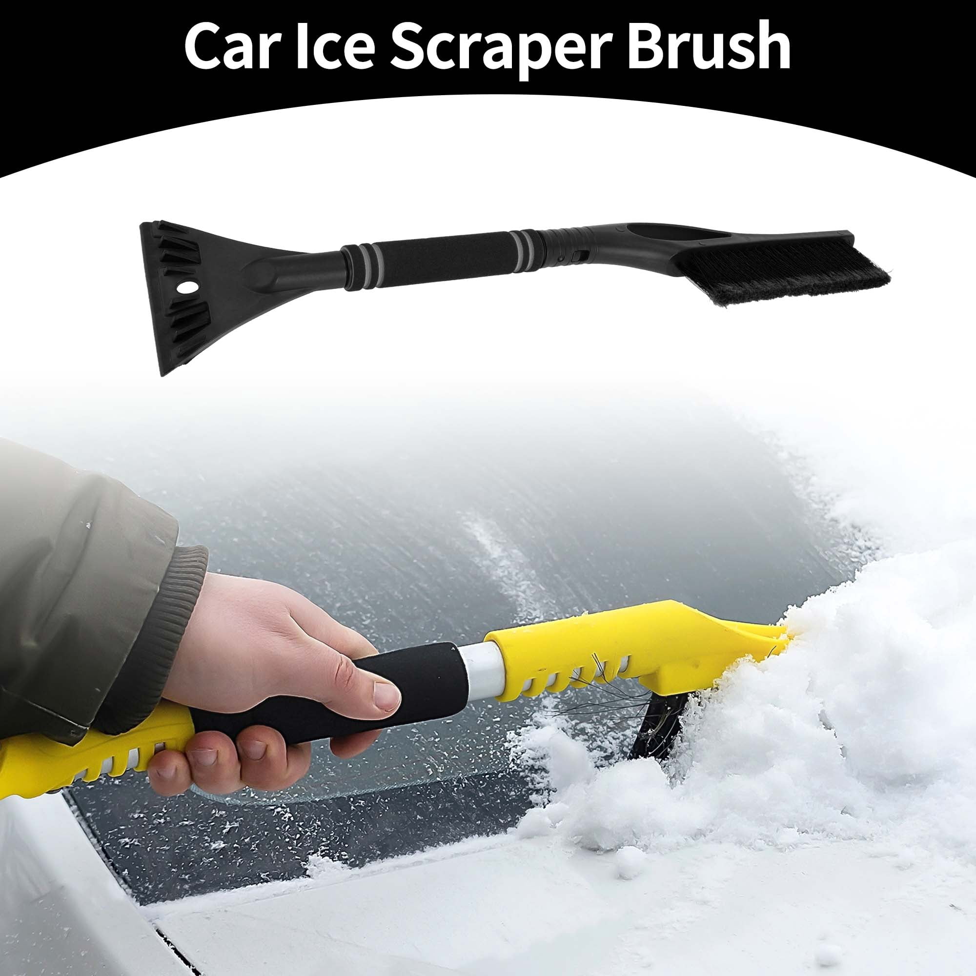 Unique Bargains Car Ice Scraper Brush with Broom - SUV Snow Frost Remover Black
