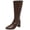 Brown, variant on Viluyesy Womens Knee High Boots Block Heel Side Zipper Faux Leather Pointed Toe Comfortable Walking Boots Brown Size 6