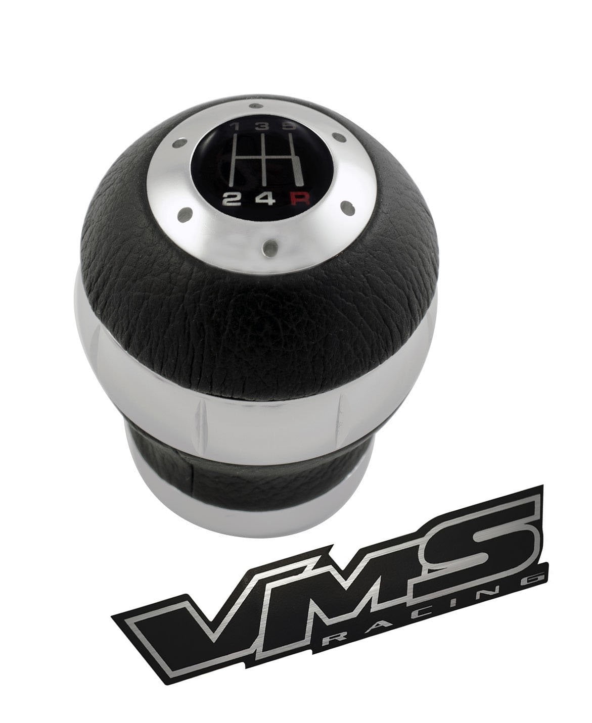 10x1.25mm Threaded 5 Speed BLACK LEATHER and SILVER Billet Aluminum