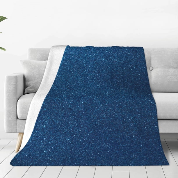 Fotbe Deep Blue Glitter Manta de Franela Acolchonada con Estampado, Súper Suave y Esponjosa, Extra Grande para Sofá, Cama, Uso Todo el Año-50"x40"