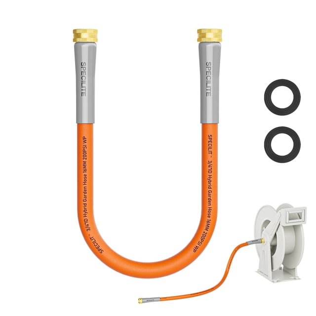SPECILITE Manguera de agua para jardín de 3 pies x 3/4 pulgadas con conector hembra a hembra, manguera líder pequeña para carrete de manguera, resistente, flexible y liviana, tubería de agua, adaptado