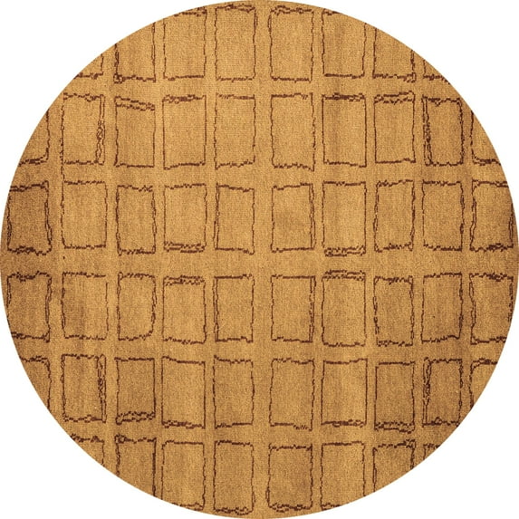 Ahgly Company Indoor Round Abstract Brown Modern Area Rugs, 7' Round