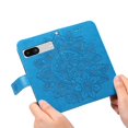 thumbnail image 2 of SaniMore for Google Pixel 7A Case with Wrist Strap, Fashion Flower Embossing Design for Girls/Women, Dual Magnet Card Holder Wallet Cover Kickstand Shockproof for Google Pixel 7A, Blue, 2 of 9