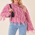 thumbnail image 2 of Ladies‘ Solid Pullover with Long Sleeves and Tasseled Crew Neck, 2 of 9