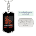 thumbnail image 2 of Don'T Worry Bike Happy Cycling Stainless Steel or 18k Gold Premium Swivel Dog Tag Keychain, 2 of 10