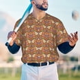 thumbnail image 5 of Zufioo Owl Mandala Print Men's Baseball Short Sleeve, Moisture Wicking Button-Down Hip Hop Tee-4X-Large, 5 of 7