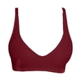 thumbnail image 2 of Women's Lingerie Lace Bra with Halter Neck,Sexy Deep V Plunge Wireless Bralette for Romantic Date Night,Size A-C Wine X-Large, 2 of 4