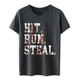 thumbnail image 4 of Tittly T Shirts for Women Graphic Tees Hit Run Steal Women's Letter Baseball Print Round Neck Short Sleeve T Shirt Top Tshirts Shirts Womens Tops Dark Gray 3XL, 4 of 4