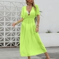 thumbnail image 4 of zaveiop Women Swimsuit Cover up Bikini Bathing Suit Sexy Deep V Neck Swim Beach Dresses Summer Beachwear (Green, One Size), 4 of 9