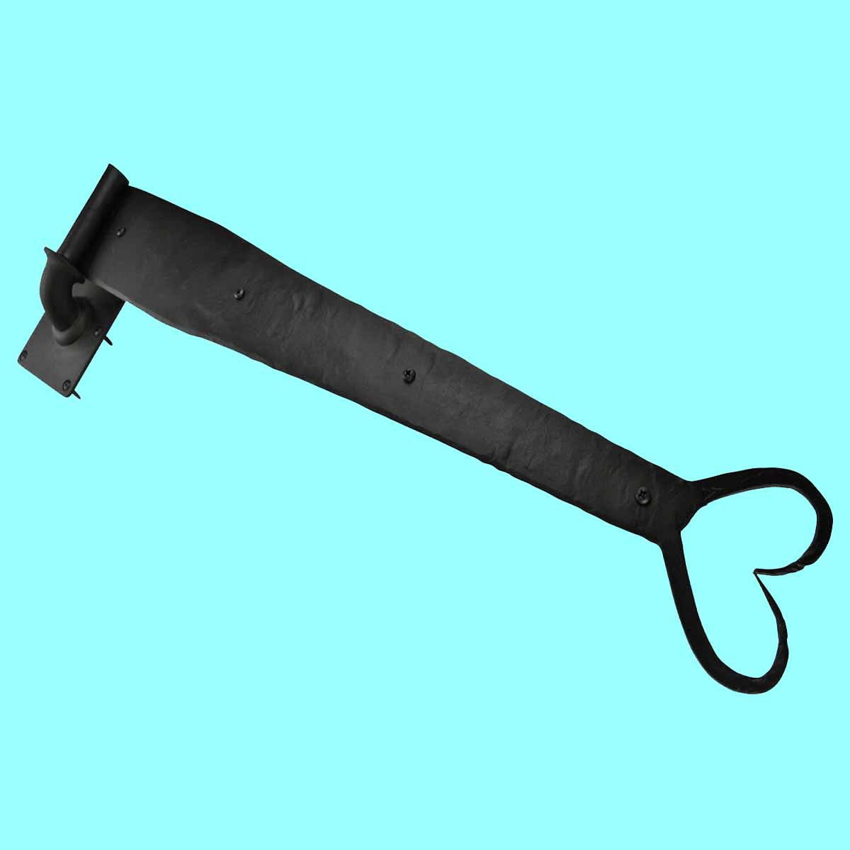 Renovators Supply Black Wrought Iron Lift Off Pintle Strap Hinge 28" Heart tip Reversible Pintle Strap Gate and Door Hinges w/Hardware