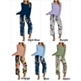 thumbnail image 5 of Hanerdun Womens Pajamas Set Female 2PCS Long Sleeve Printed Nightwear Blue 3XL, 5 of 5