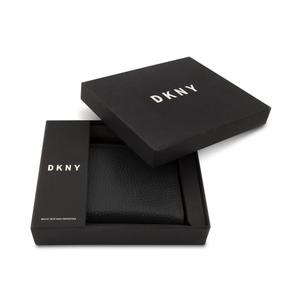 DKNY Men's Bifold Pebble Leather Wallet Zip Pocket Accessory One Size