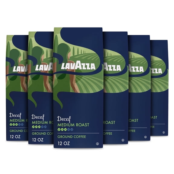 Lavazza Decaf Ground Coffee, Medium Roast, 100% Arabica, 12 oz Bag (Pack of 6)