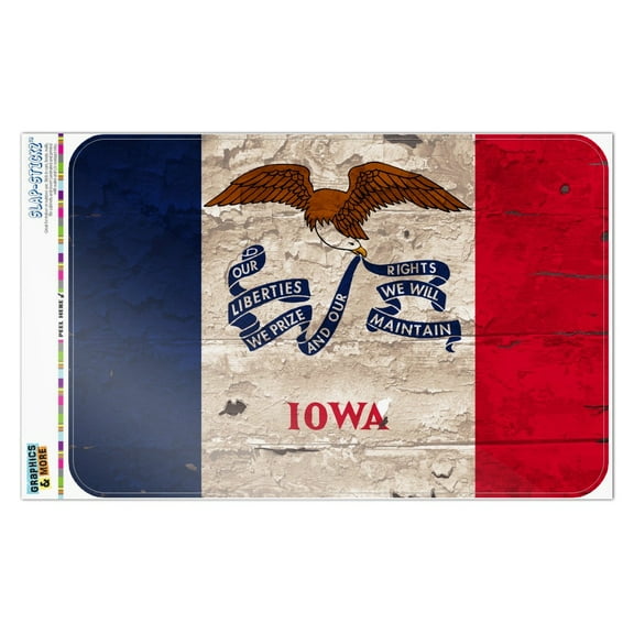 Rustic Iowa State Flag Distressed USA Home Business Office Sign