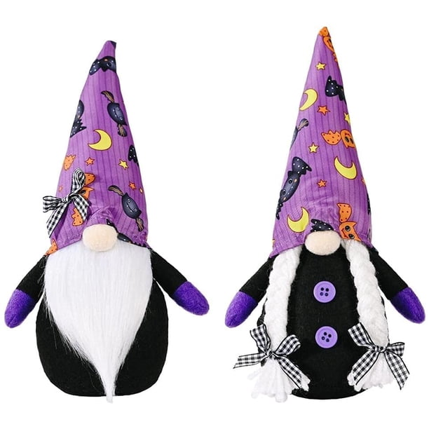 Decoración de gnomos morados, decoraciones de fiesta de Halloween, juguete de peluche de gnomo de Halloween, muñeca sin rostro de peluche Tomte muñecas escandinavas para decoración de Halloween 2 piezas ER