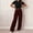Wine, variant on Delayuji Dressy Pant for Women Straight Leg Suit Pants Flat Front Button Loose Business Casual Work Pants Slacks High Waist Workwear Pants