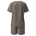 thumbnail image 2 of MSJUHEG Linen Sets for Women 2 Piece,Two Piece Sets for Women,Linen Pants Women,Wide Leg Jumpsuits for Women,Loose Round Neck Solid Color Cotton Two Shorts Suit,Women's Jumpsuits Gray M, 2 of 4