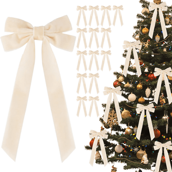 15Pcs Velvet Bows for Christmas Tree, Christmas Wreath Bows Rustic Crafts Gift Bows Velvet Ribbon Bows for Xmas Home Garland Decorations Holiday Wedding Outdoor Indoor Decor