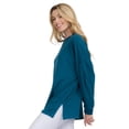thumbnail image 2 of Women’s Cozy Up Oversized French Terry Long Sleeve Top, Teal, L, 2 of 4