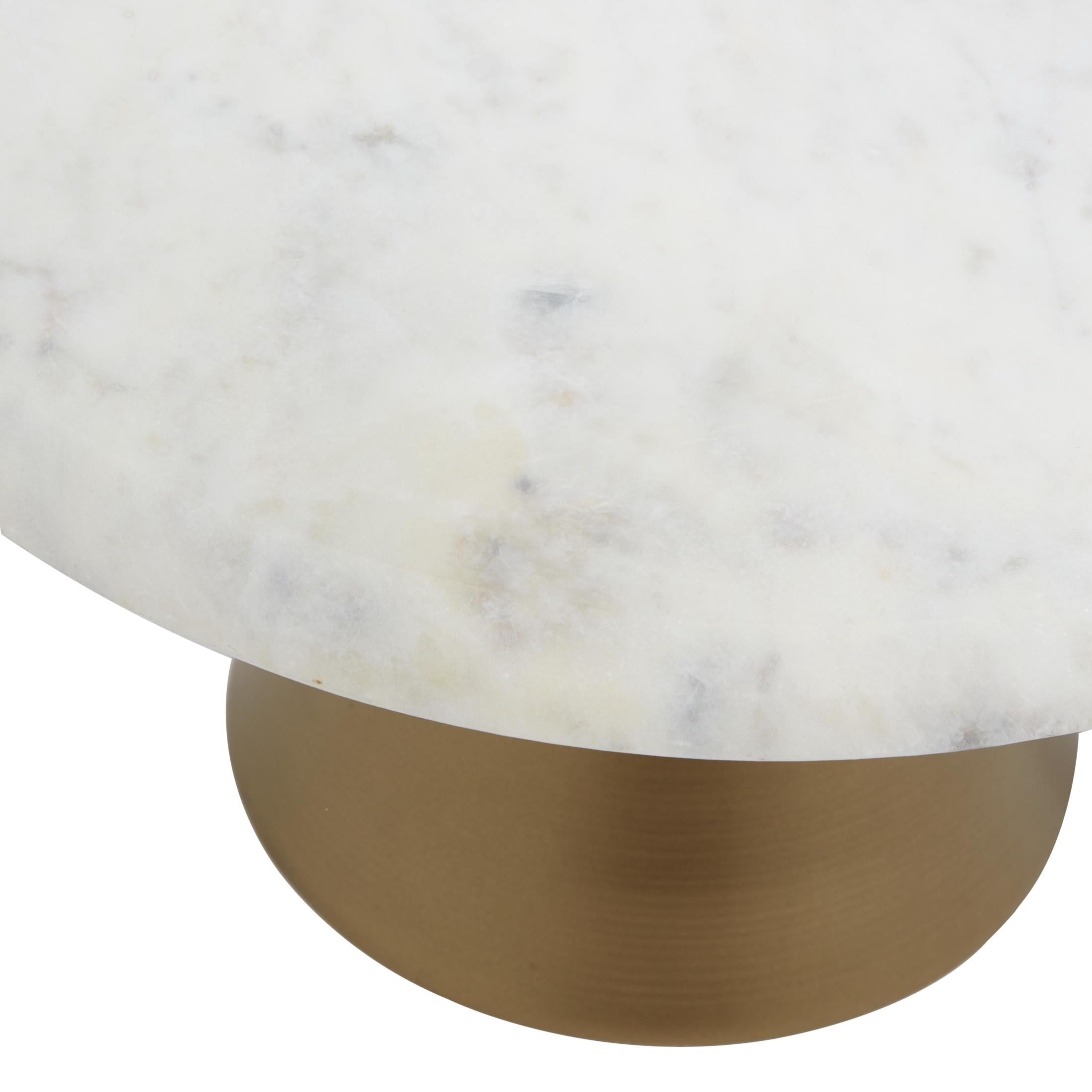 DecMode 12" x 7" White Marble Decorative Stand with Gold Base, 1-Piece