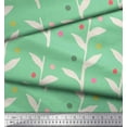 thumbnail image 2 of Soimoi Green Poly Georgette Fabric Dot & Leaves Print Fabric by the Yard 42 Inch Wide, 2 of 3