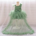 thumbnail image 3 of FYDUU Robe de Fête Formelle pour Tout-Petites Filles, Robe en Tulle à Volants avec Longue Traîne, Robe de Princesse pour Enfants, Robe de Fête d'Anniversaire, Robe de Concours, 18-24 Mois, 3 of 4