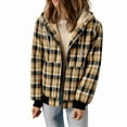 thumbnail image 2 of FDGIU Women's Plus Size Plaid Flannel Sherpa Lined Hooded Shacket - Warm Loose Fit Fall Winter Outdoor Casual Jacket, 2 of 5
