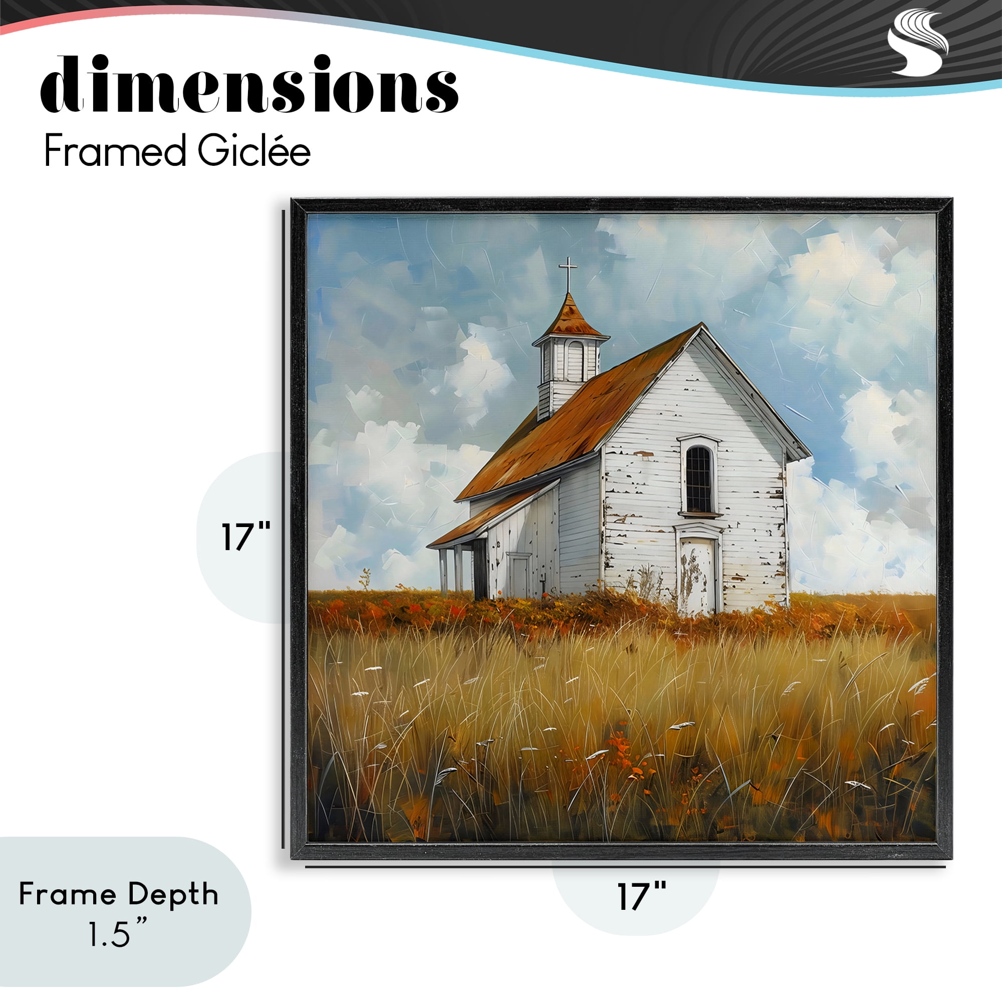 Stupell Industries Rustic Church in Field Black Framed Giclee Art, design by Creative Studio