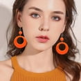 thumbnail image 4 of 6 Pairs 80s Neon Earrings for Women Circular Oval Earrings Retro Dangle Earring Neon Fluorescent Hoop Earrings Simple Resin Geometric Hollow Earrings Jewelry Costume Party 6 Colors DIY, 4 of 7