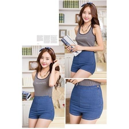 Brand New Sexy Denim Shorts Women Slim High Waist Jeans Tap Short Hot Shorts  Tight Side Button Wash Ladies Short Pants Trousers 