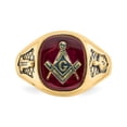 thumbnail image 4 of Auriga 14k Yellow Gold Men's Polished and Textured with Black Enamel and Lab Created Ruby Masonic Ring Size- 10, 4 of 6
