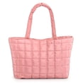 thumbnail image 2 of Spencer Women Puffer Shoulder Bag Quilted Tote Bag Lightweight Puffy Handbag Padding Lattice Satchel Purse Underarm, Pink, 2 of 9