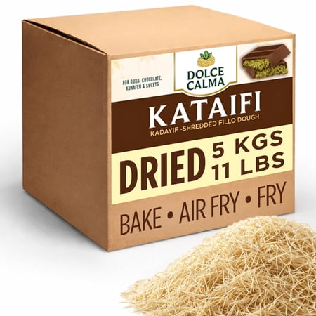 Dolce Calma Dried Kataifi Dough (5kg / 11lb) – Kadayif for Dubai Chocolate Bar Kunafa & Baklava Desserts Finely Shredded Fillo Kataif Bulk Pack Phyllo for Pistachio Cream Bakery Kunefe Dolce Calma Dried Kataifi Dough (5kg / 11lb) – Kadayif for Dubai Chocolate Bar Kunafa & Baklava Desserts Finely Shredded Fillo Kataif Bulk Pack Phyllo for Pistachio Cream Bakery Kunefe
