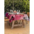 thumbnail image 3 of Outdoor Tablecloths with Umbrella Hole & Zipper, Abstract Red Rectangle Tablecloth 60x120 Inch, Painting Buildings Geometric Color Block Waterproof Table Cloth, Patio/Pool/Picnic Table Covers, 3 of 8