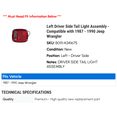 thumbnail image 2 of Left Driver Side Tail Light Assembly - Compatible with 1987 - 1990 Jeep Wrangler 1988 1989, 2 of 2