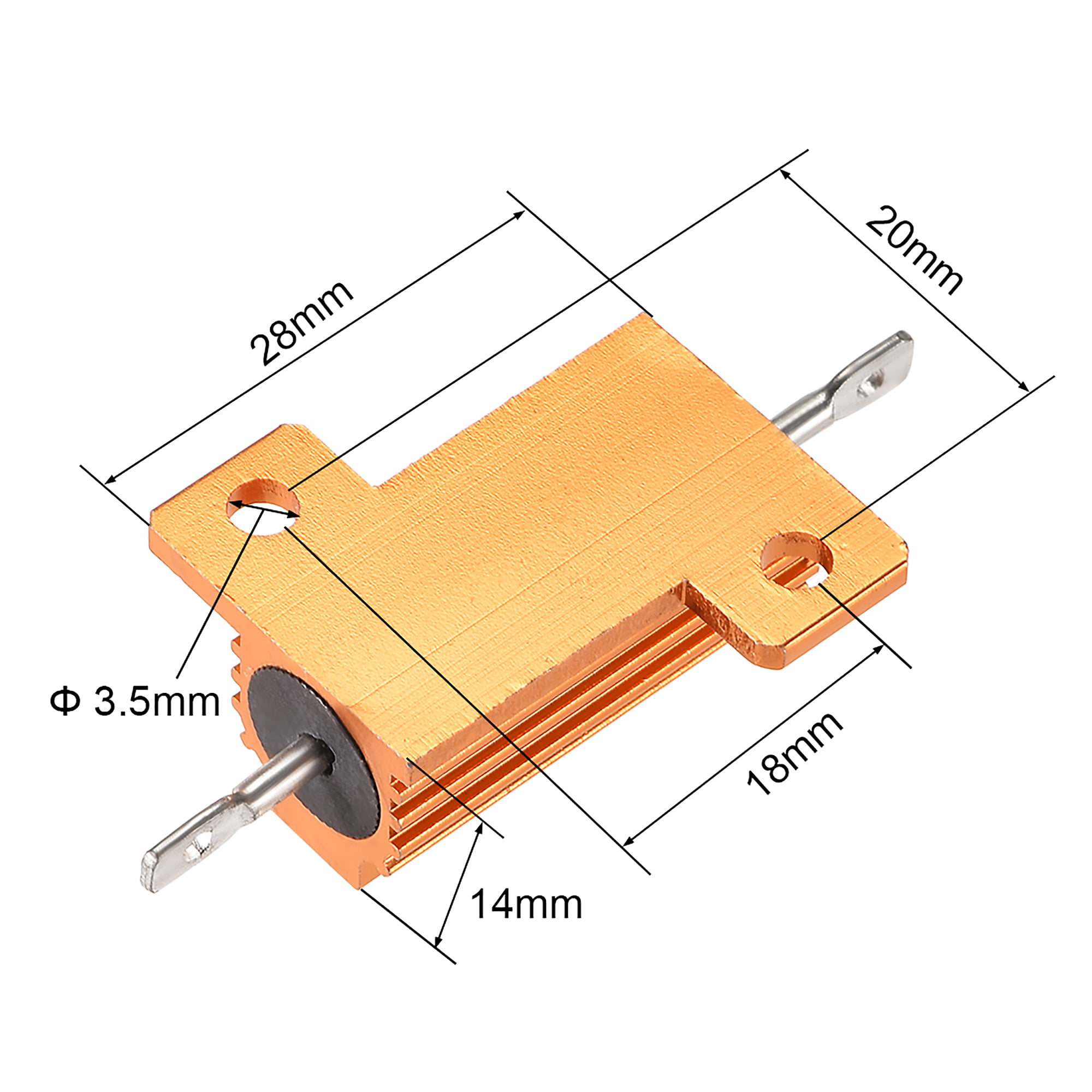 sourcingmap 50W 0.1 Ohm 5% Aluminum Housing Resistor Screw Tap Chassis Mounted Aluminum Case Wirewound Resistor Load Resistors Gold Tone 1pcs